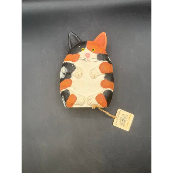 Vintage Hand-Painted Wooden Black & Brown Cat Figurine – 6.5” T x 4” W - Picture 10 of 10